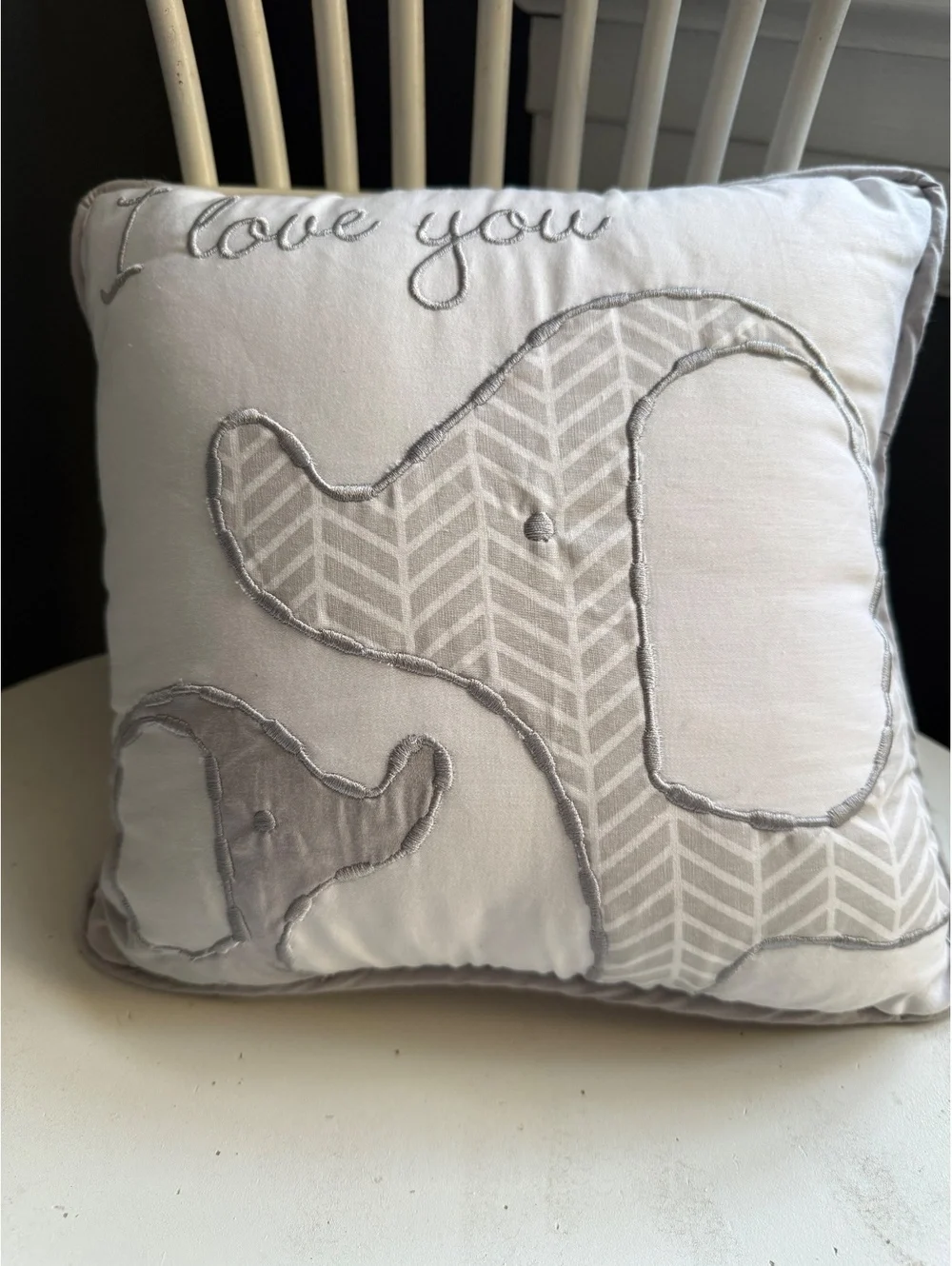 Decorative 'I Love You' Elephant Embroidered Throw Pillow